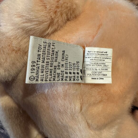 Manhattan Toy Co Vintage 1990s Tan Beige Plush Pig Piglet Stuffed Animal 1999 - Picture 8 of 8